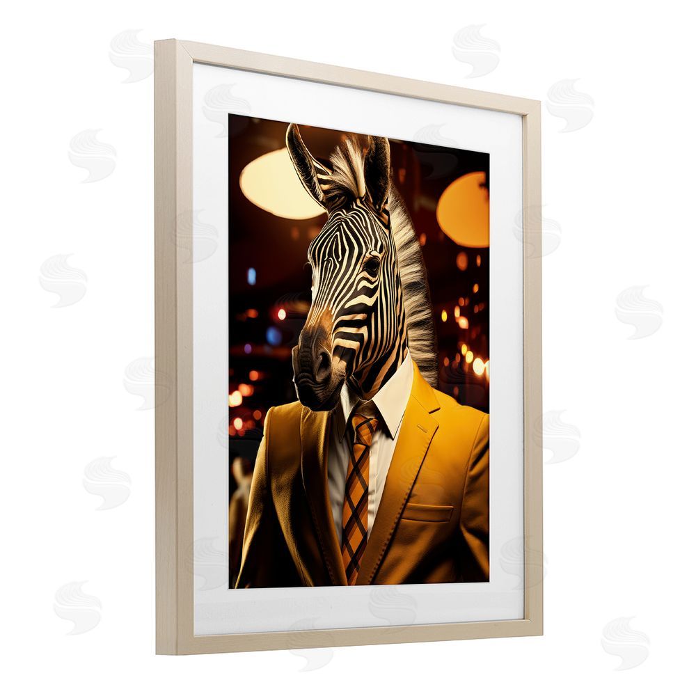 Ray Powers Trendy Debonair Zebra Brown Framed Print Under Glass Wall Art
