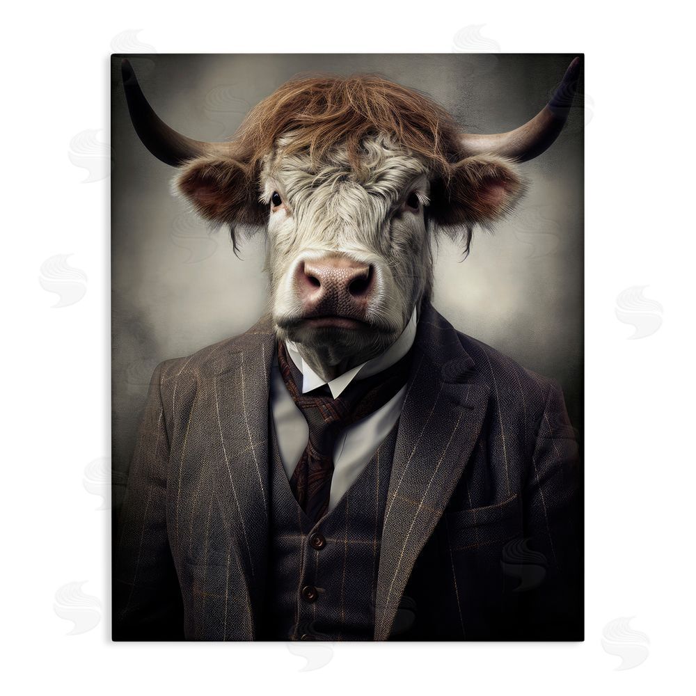 Ray Powers Sophisticated Bull Portrait Stretched Canvas Wall Art Print