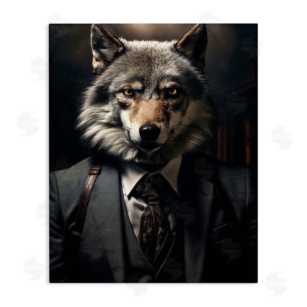 Ray Powers Trendy Wall Street Wolf Stretched Canvas Wall Art Print