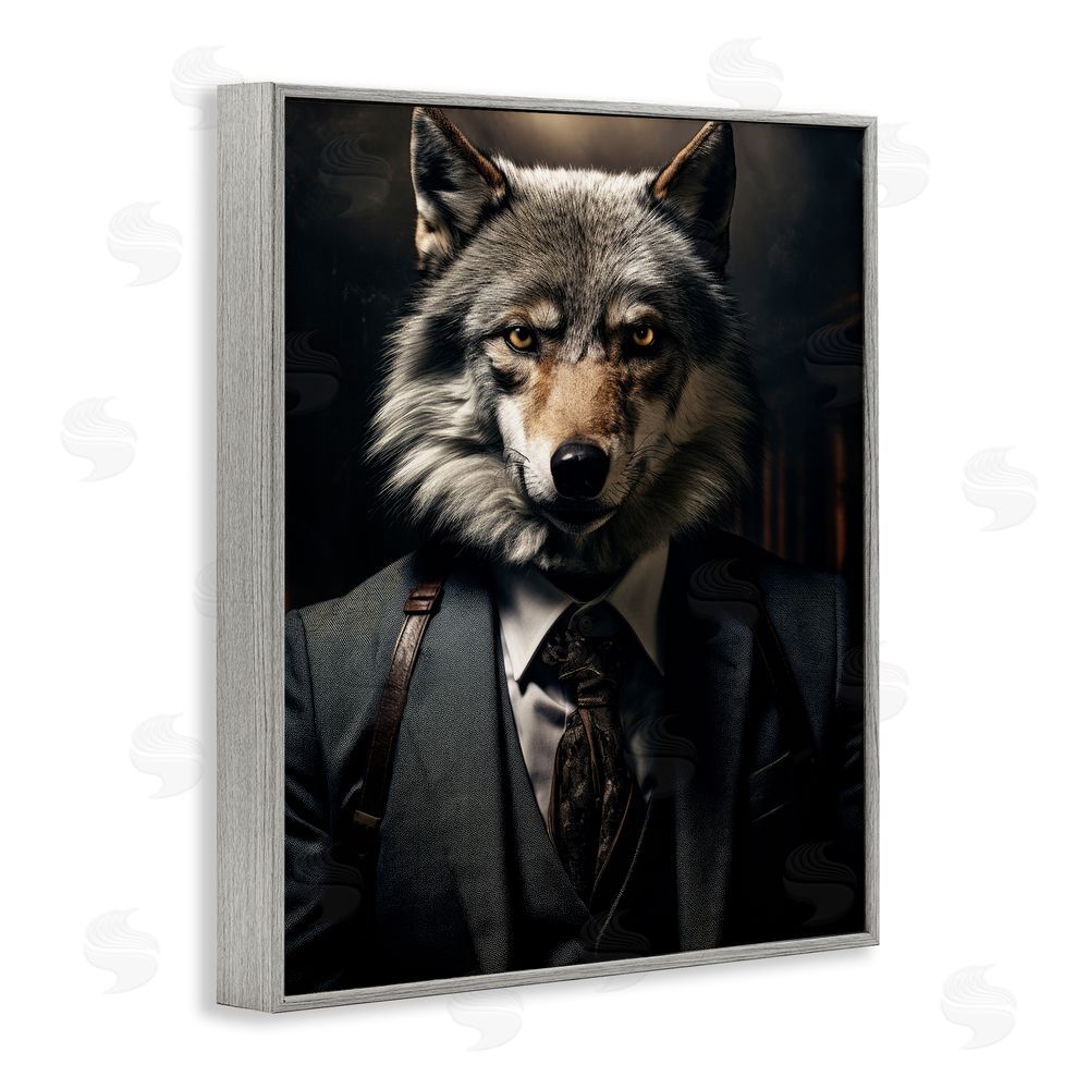 Ray Powers Trendy Wall Street Wolf Gray Framed Giclee Wall Art Print