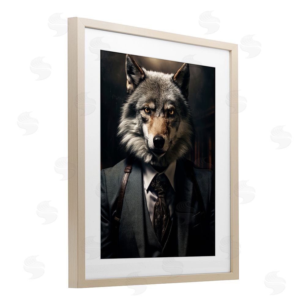 Ray Powers Trendy Wall Street Wolf Brown Framed Print Under Glass Wall Art