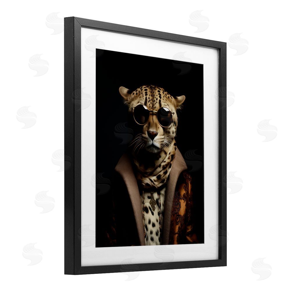 Andrea Haase Luxury Cat Couture Black Framed Print Under Glass with Mat Wall Art