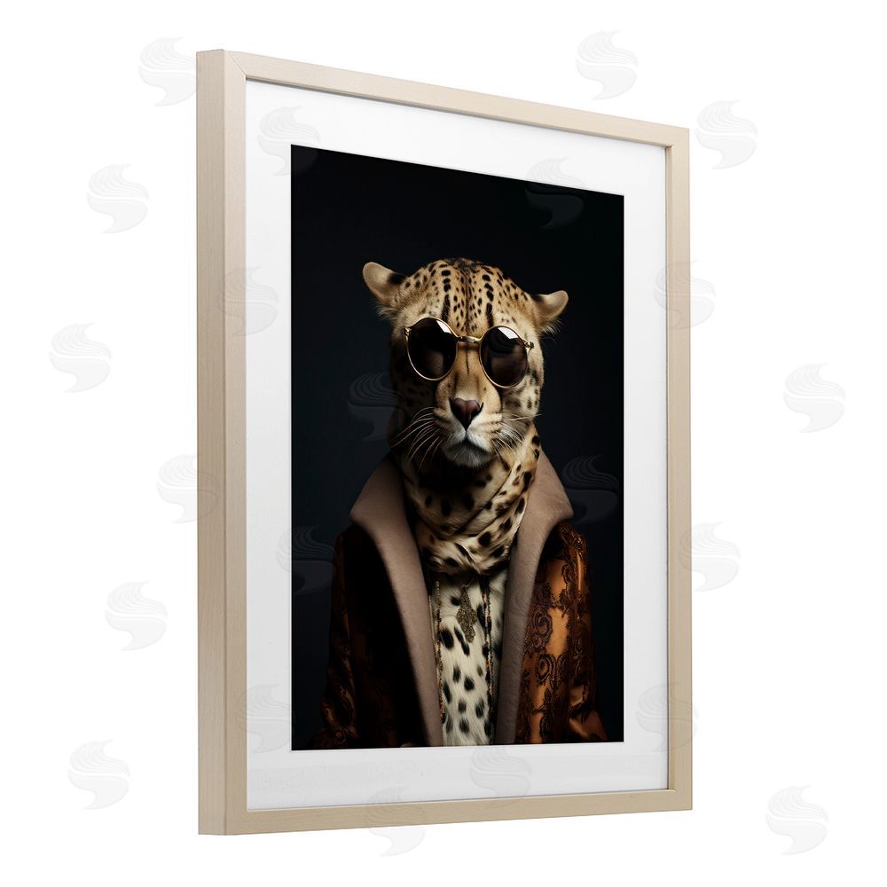 Andrea Haase Luxury Cat Couture Brown Framed Print Under Glass with Mat Wall Art