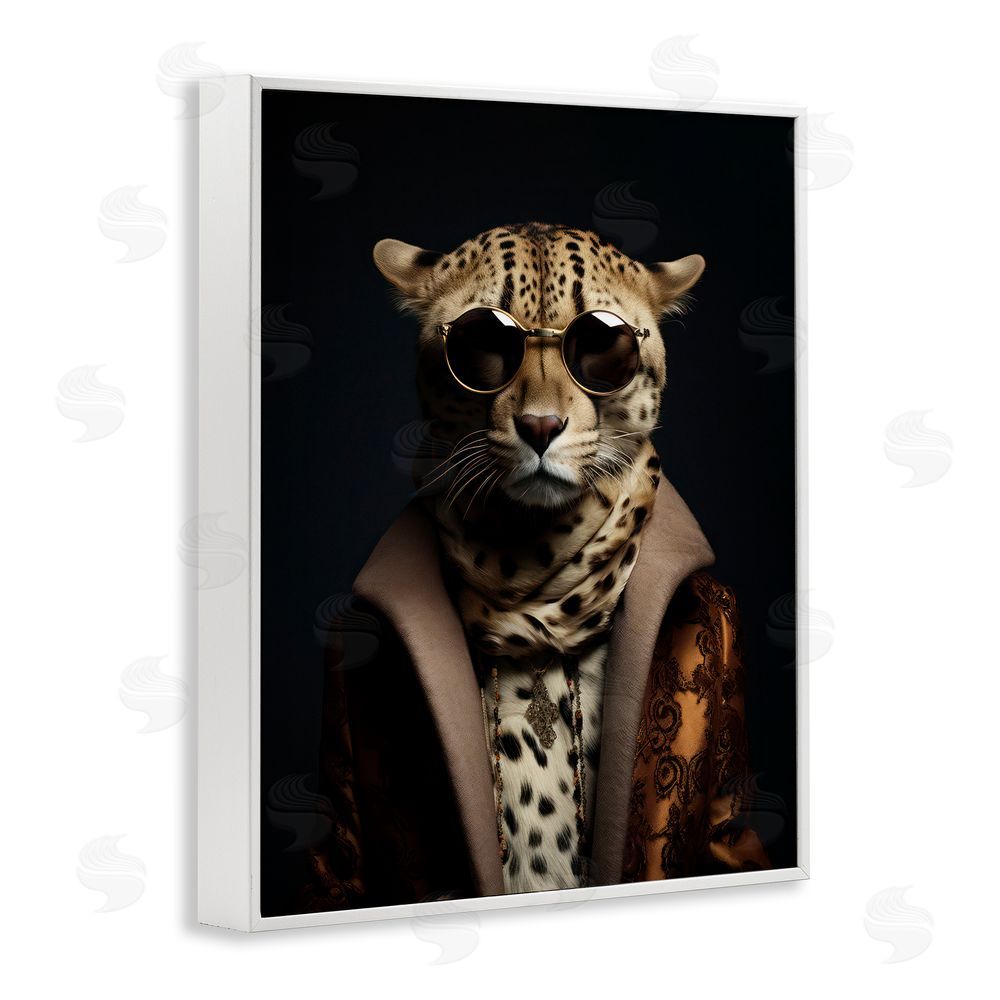 Andrea Haase Luxury Cat Couture White Framed Giclee Wall Art Print