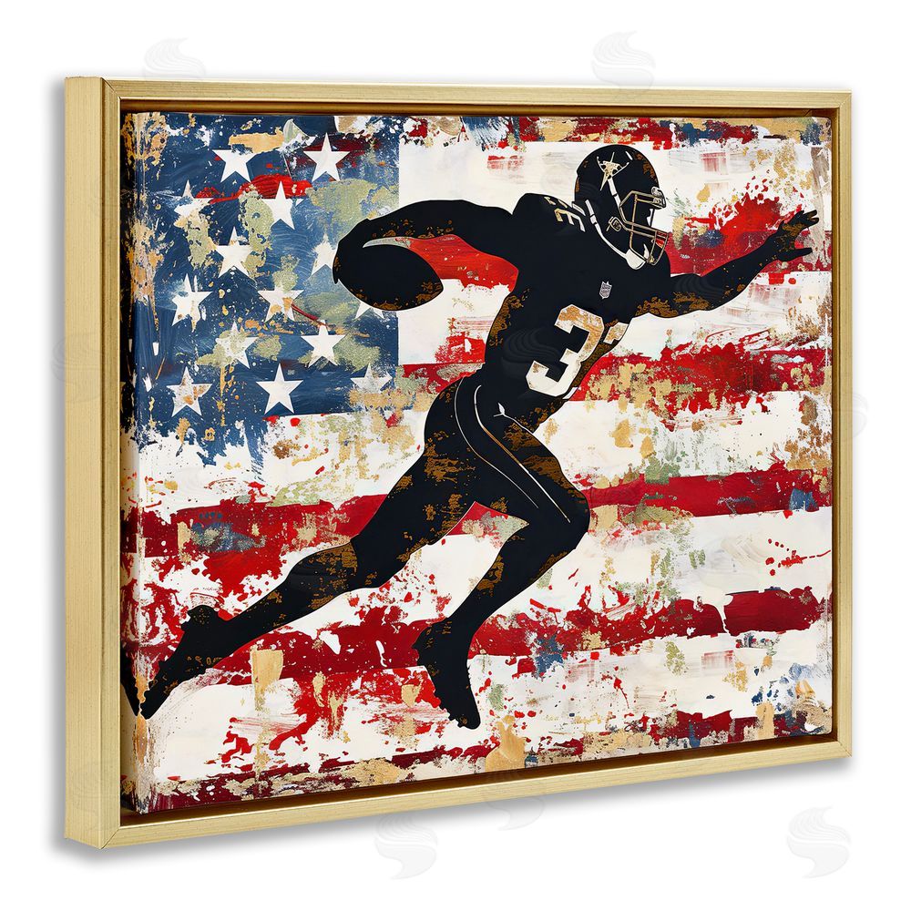 Ray Powers Gridiron Glory Player Gold Floating Frame Canvas Wall Art