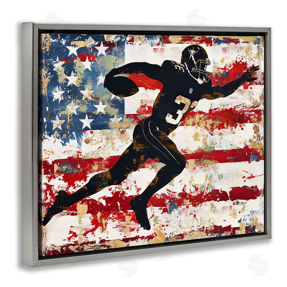 Ray Powers Gridiron Glory Player Gray Floating Frame Canvas Wall Art