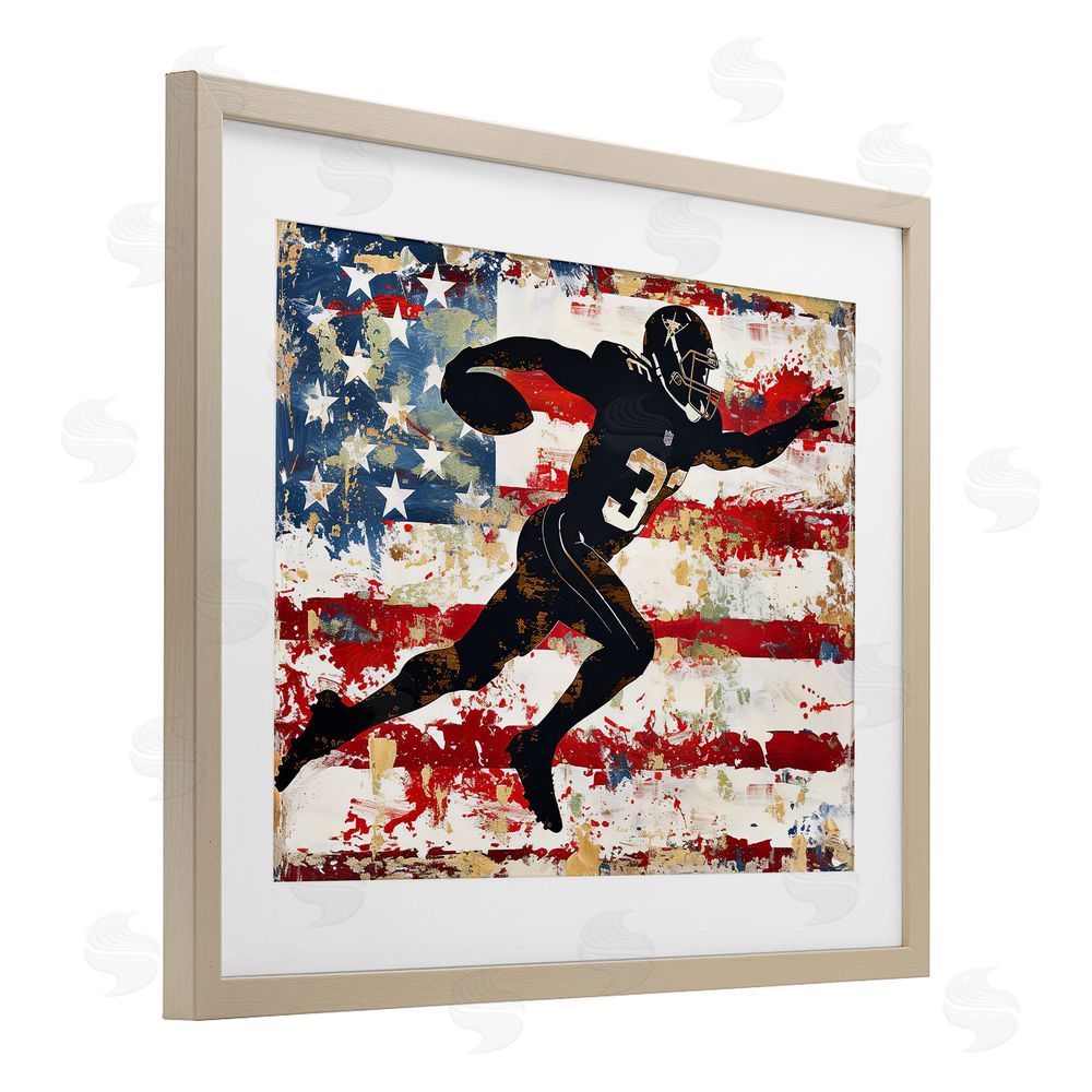 Ray Powers Gridiron Glory Player Brown Framed Print Under Glass with Mat Wall Art