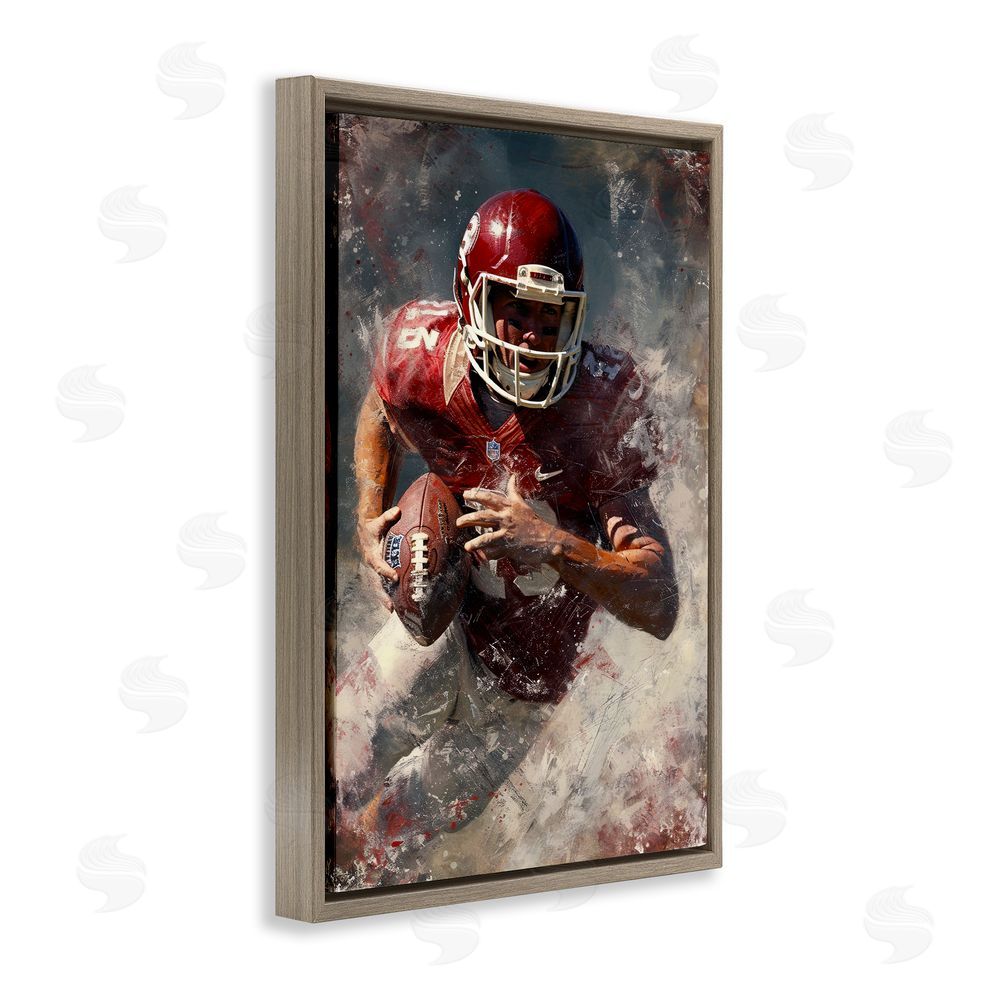 Ray Powers Eye On The End Zone Brown Floating Frame Canvas Wall Art