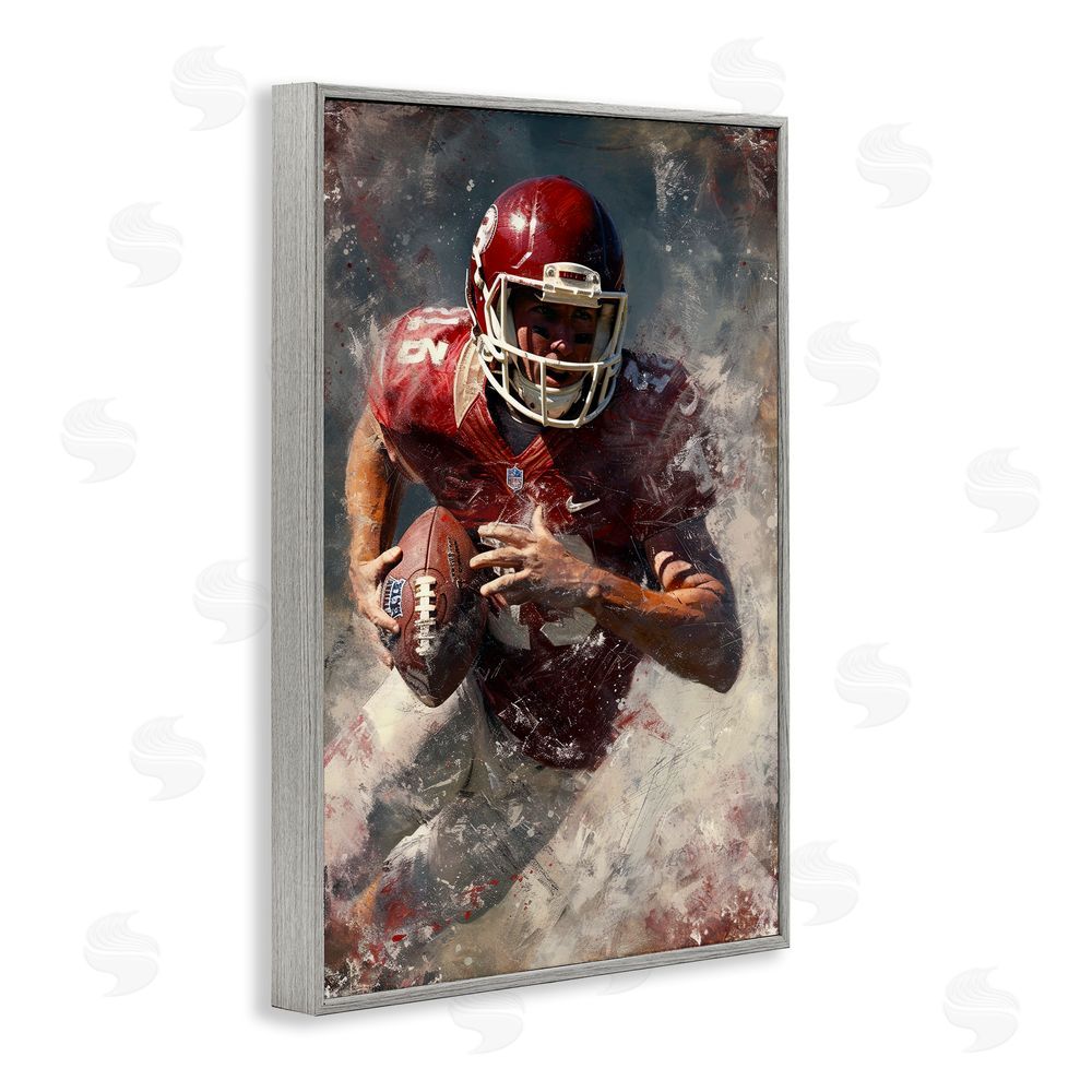 Ray Powers Eye On The End Zone Gray Framed Giclee Wall Art Print