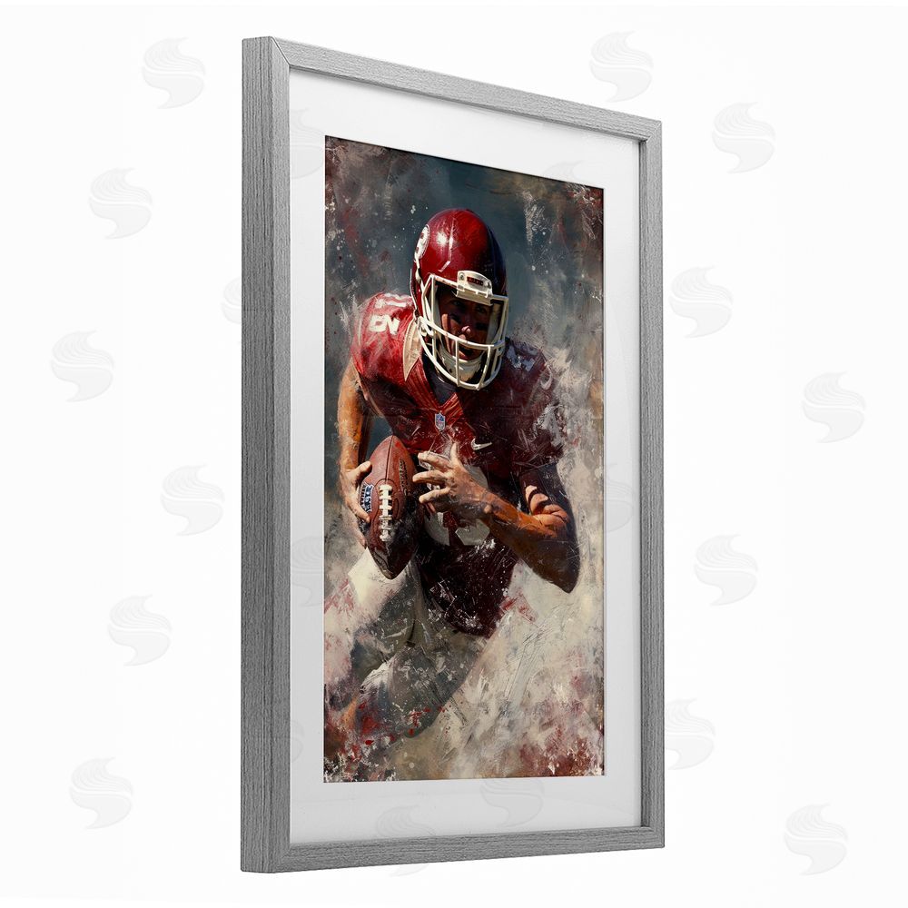 Ray Powers Eye On The End Zone Gray Framed Print Under Glass with Mat Wall Art