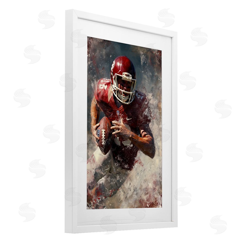 Ray Powers Eye On The End Zone White Framed Print Under Glass with Mat Wall Art