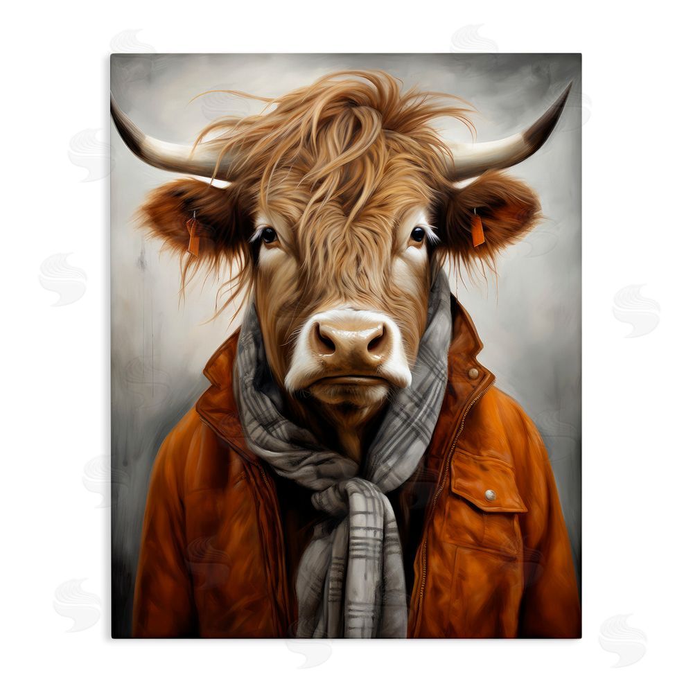 Ray Powers Buster Bull Horn Portrait Stretched Canvas Wall Art Print