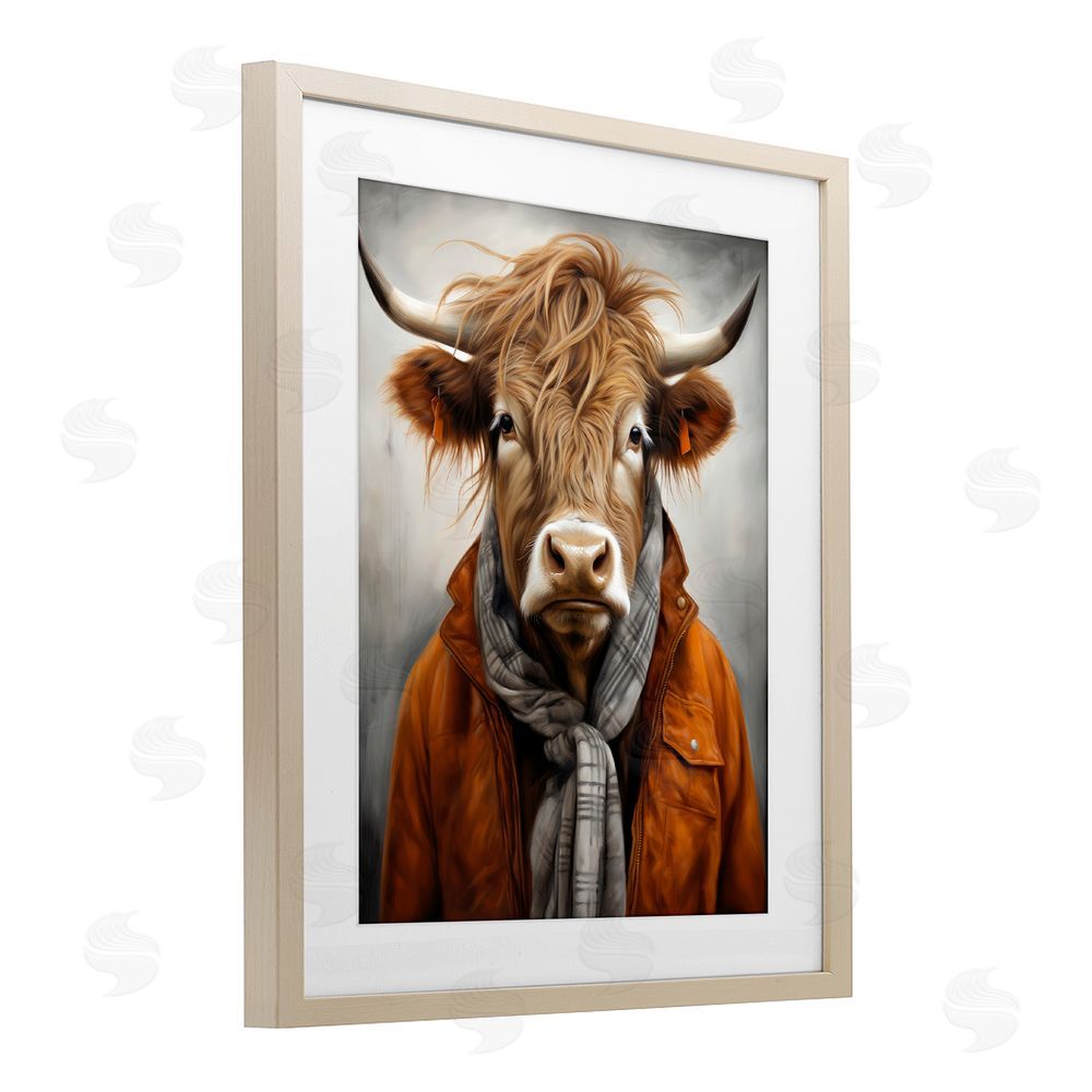 Ray Powers Buster Bull Horn Portrait Birch Framed Print Under Glass Wall Art