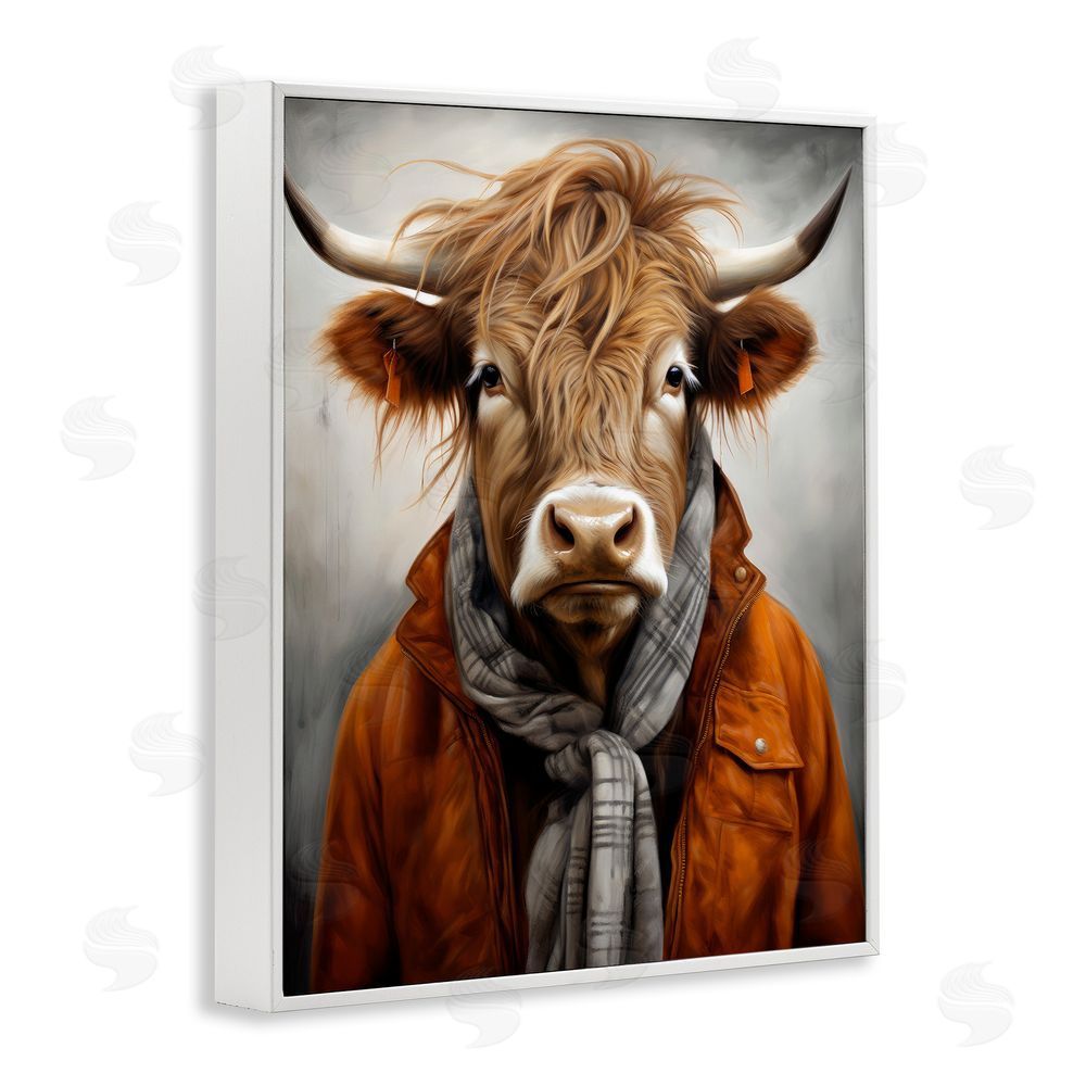 Ray Powers Buster Bull Horn Portrait White Framed Giclee Wall Art Print