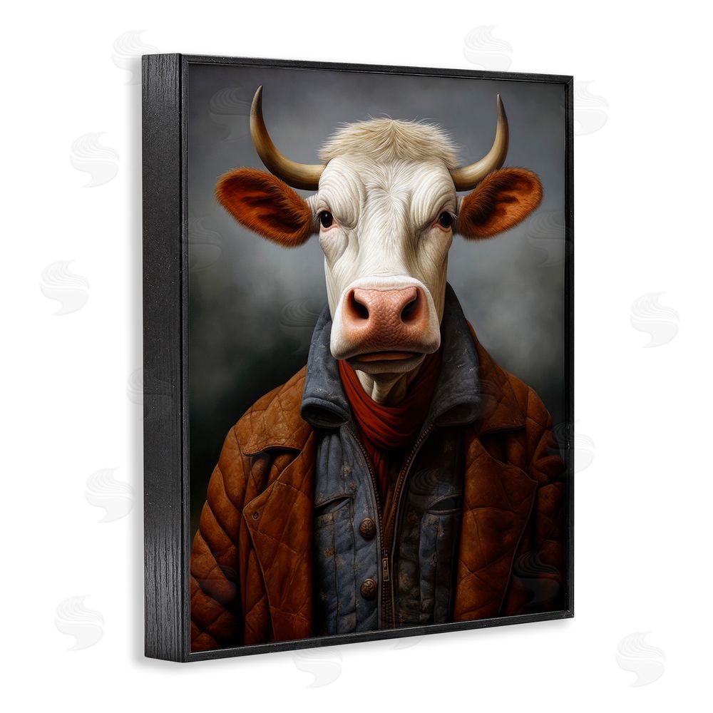 Ray Powers Chianina Style Cow Black Framed Giclee Wall Art Print