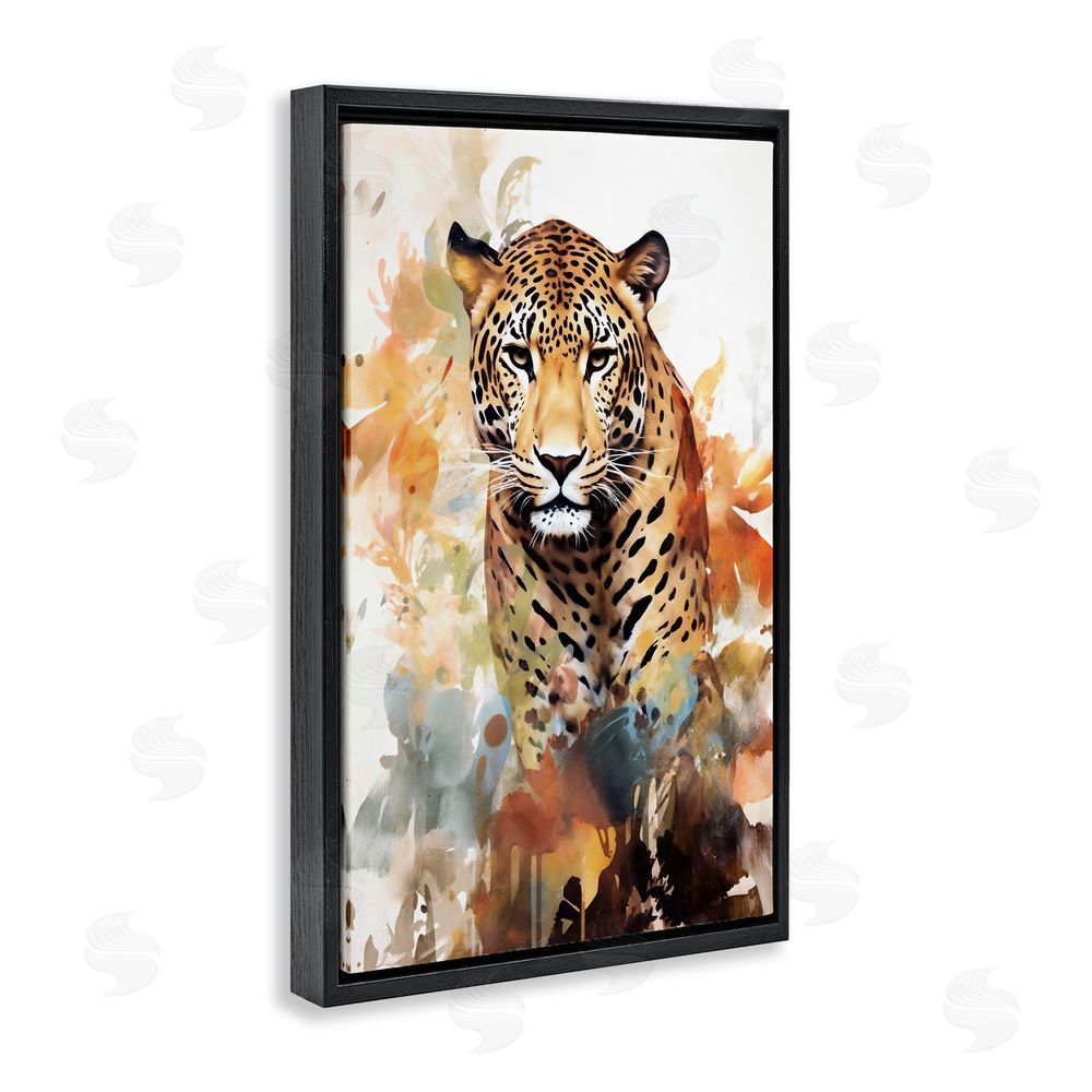 Ray Powers Wild Cheetah Grace Black Floating Frame Canvas Wall Art Print