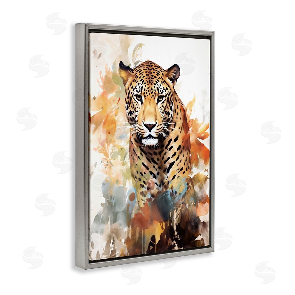 Ray Powers Wild Cheetah Grace Gray Floating Frame Canvas Wall Art Print