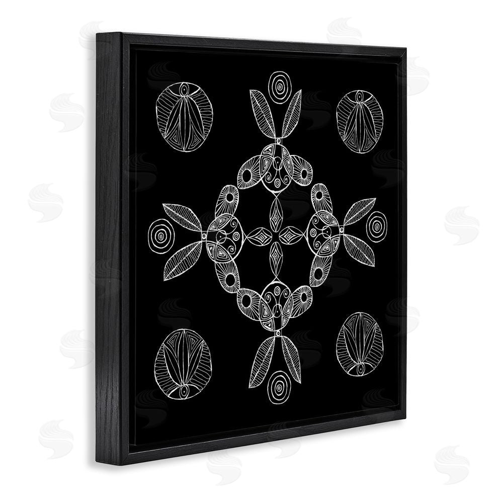 El Perkin Circular Symmetry Elementals Black Floating Frame Canvas Wall Art Print