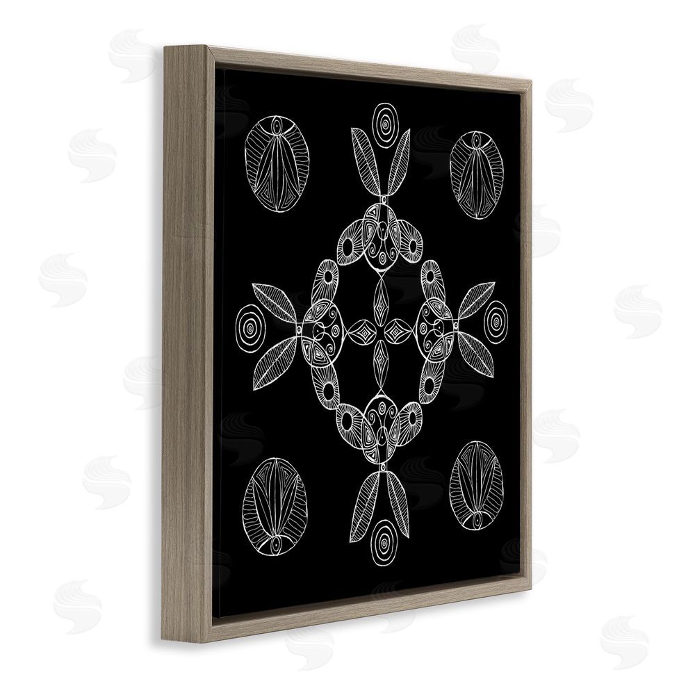 El Perkin Circular Symmetry Elementals Brown Floating Frame Canvas Wall Art Print