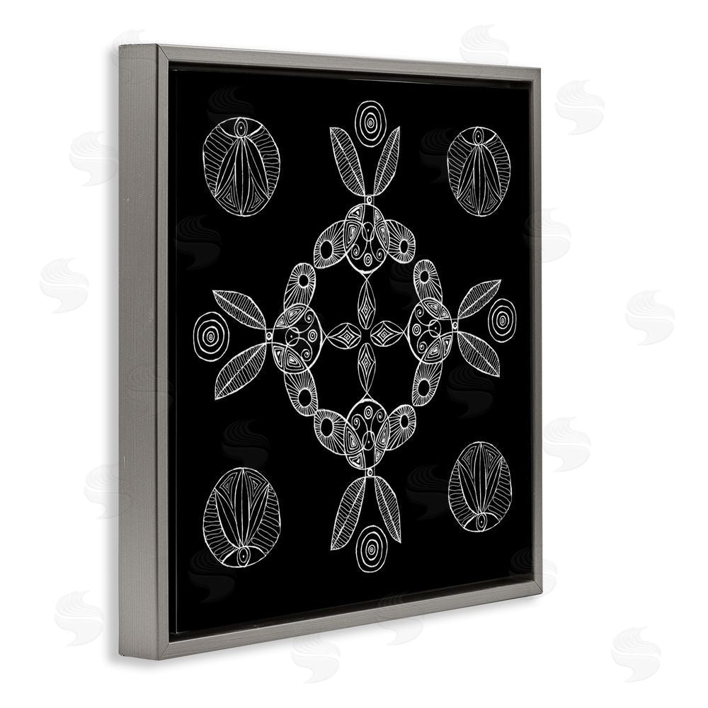 El Perkin Circular Symmetry Elementals Gray Floating Frame Canvas Wall Art Print