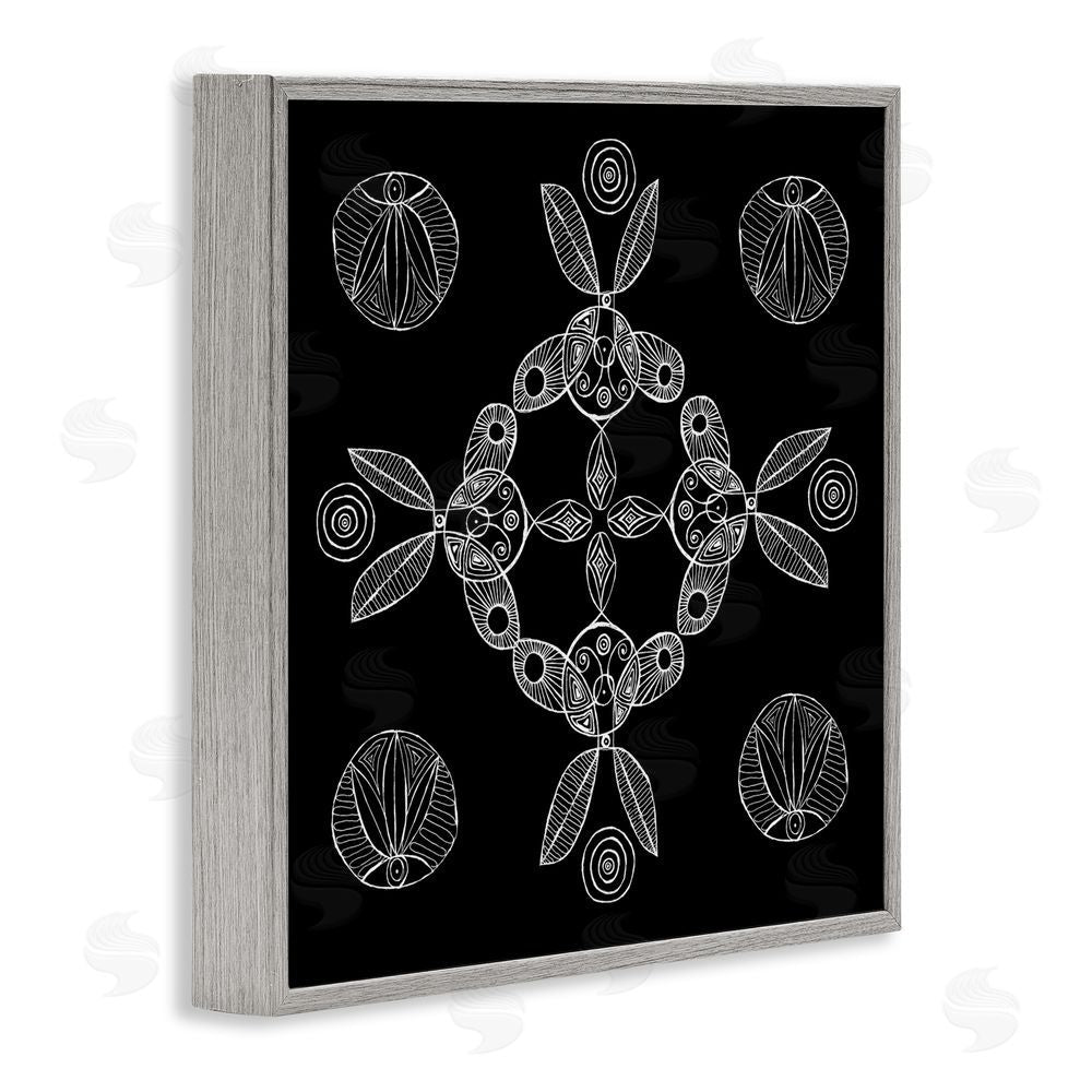 El Perkin Circular Symmetry Elementals Gray Framed Giclee Wall Art Print
