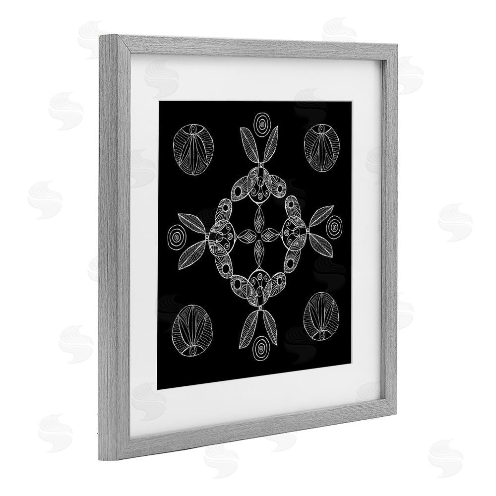 El Perkin Circular Symmetry Elementals Gray Framed Print Under Glass Wall Art