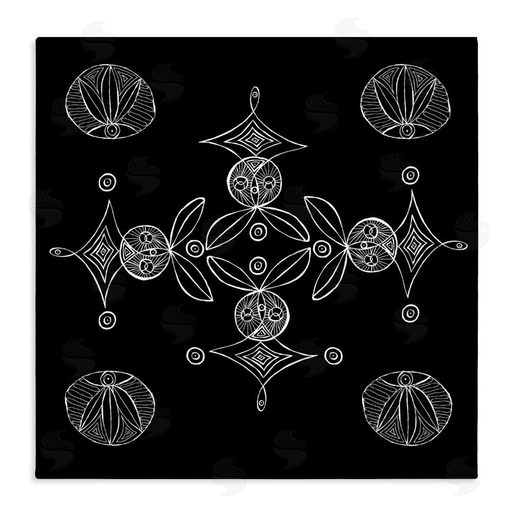 El Perkin Simple Monochrome Fractals Stretched Canvas Wall Art Print