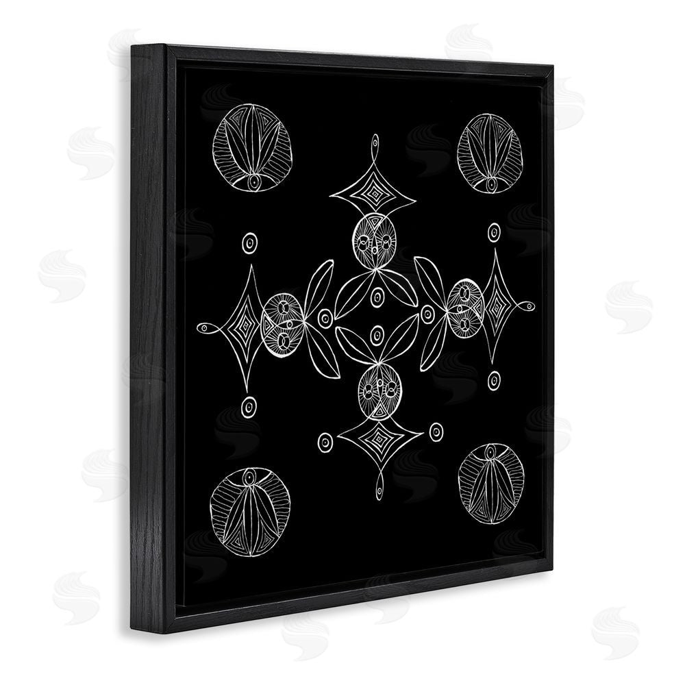 El Perkin Simple Monochrome Fractals Black Floating Frame Canvas Wall Art Print
