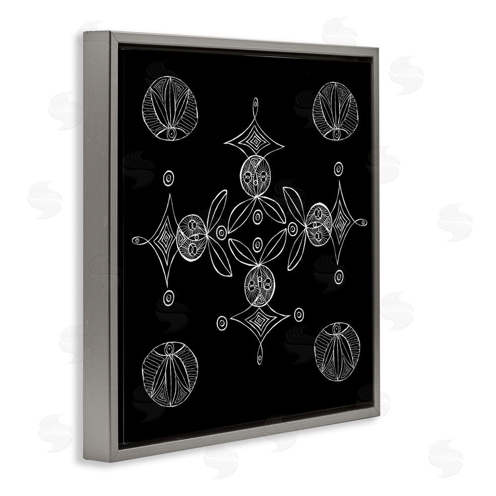El Perkin Simple Monochrome Fractals Gray Floating Frame Canvas Wall Art Print