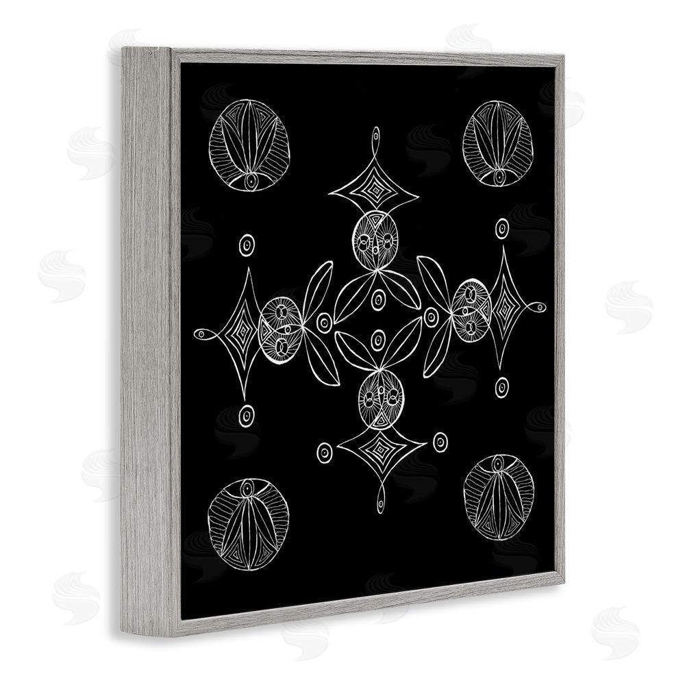 El Perkin Simple Monochrome Fractals Gray Framed Giclee Wall Art Print