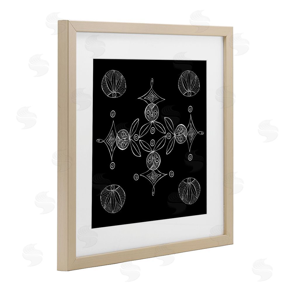 El Perkin Simple Monochrome Fractals Brown Framed Print Under Glass Wall Art