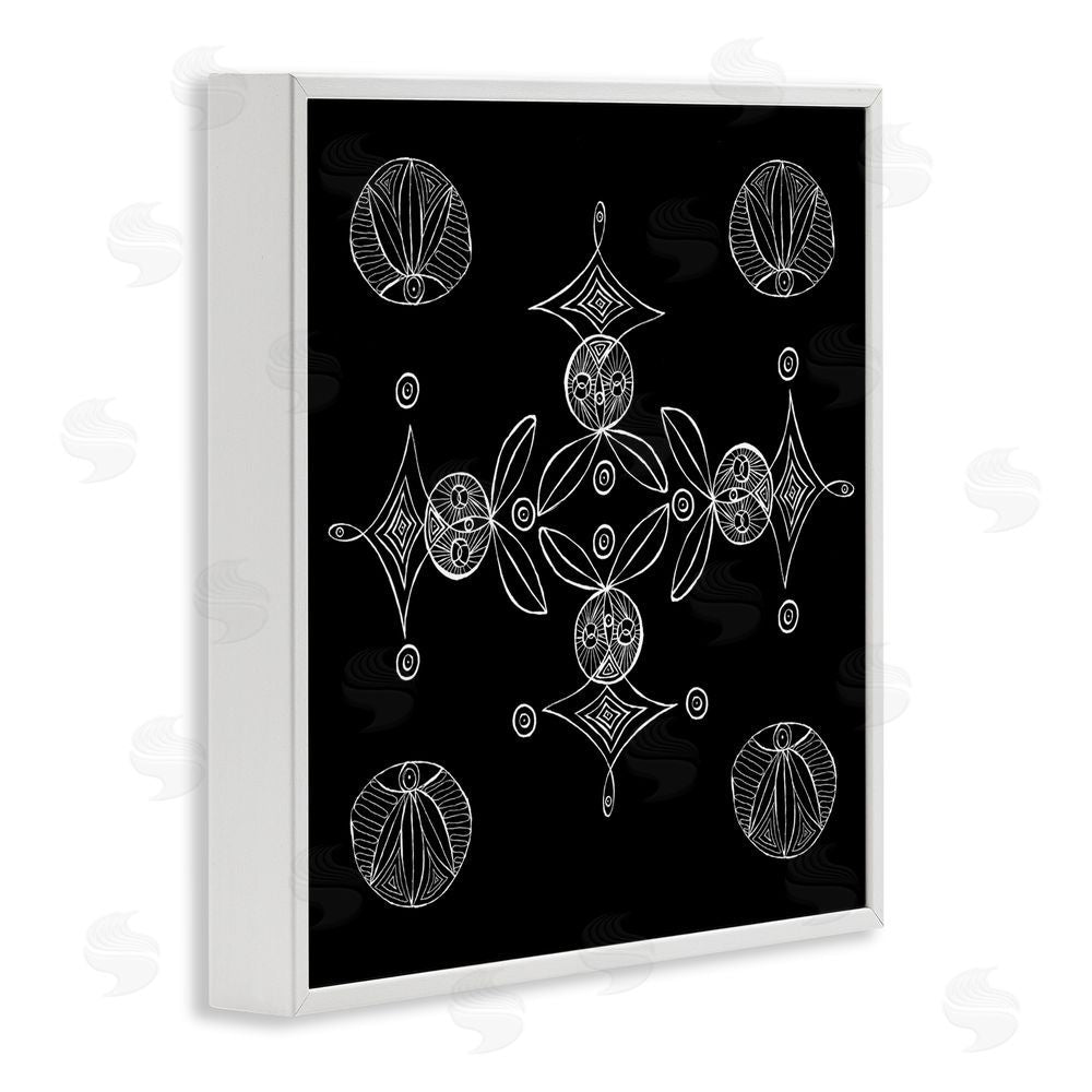 El Perkin Simple Monochrome Fractals White Framed Giclee Wall Art Print