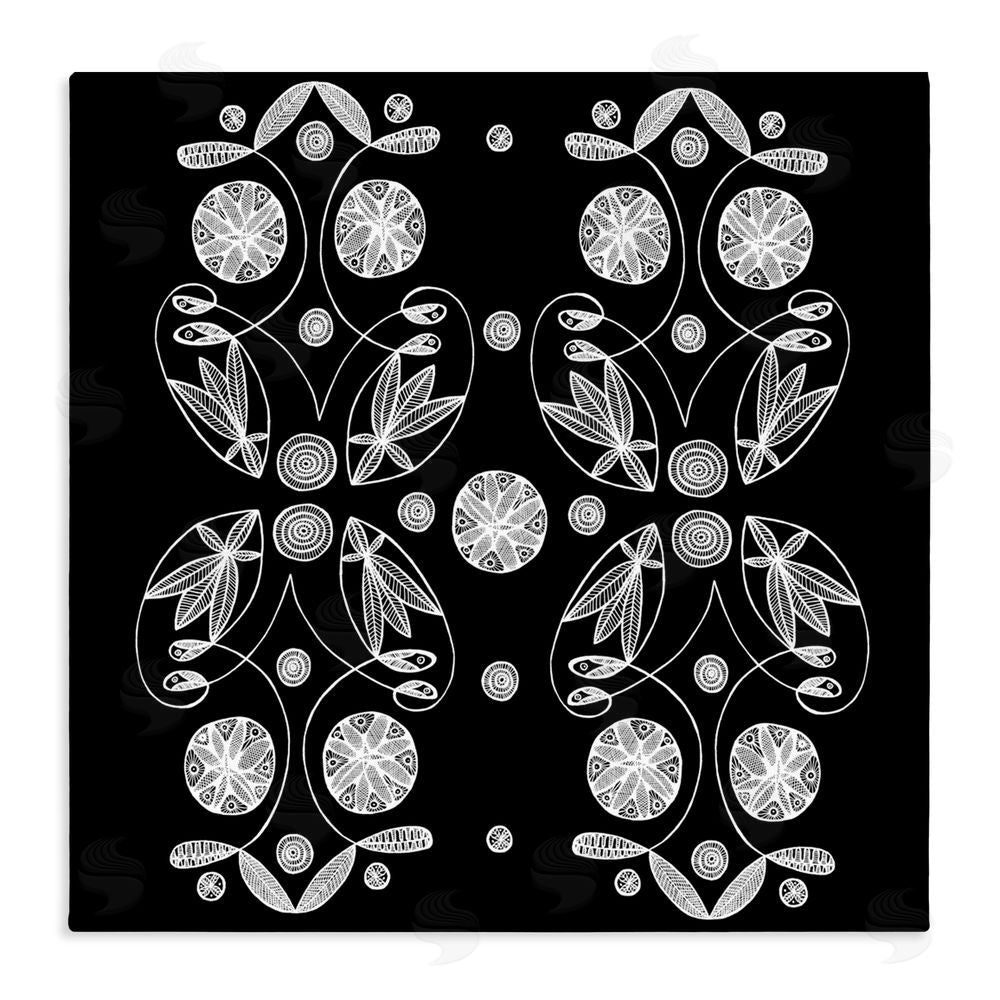 El Perkin Symmetrical Flower-Like Patterns Stretched Canvas Wall Art Print