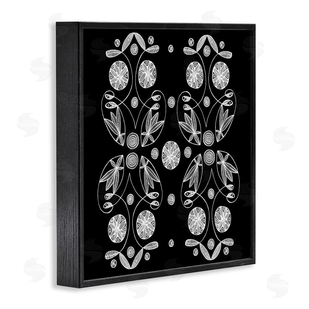 El Perkin Symmetrical Flower-Like Patterns Black Framed Giclee Wall Art Print