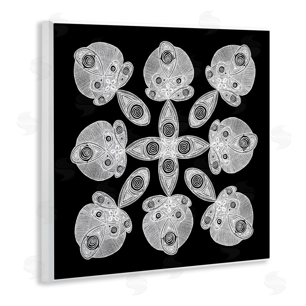El Perkin Fractal Symmetry in Monochrome Wooden Wall Plaque Art Print