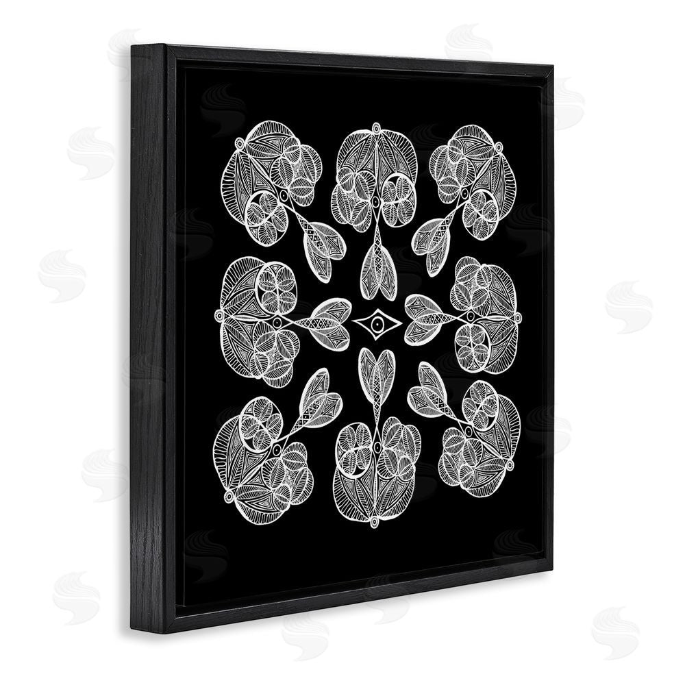 El Perkin Rounded Symmetry Elementals Black Floating Frame Canvas Wall Art Print