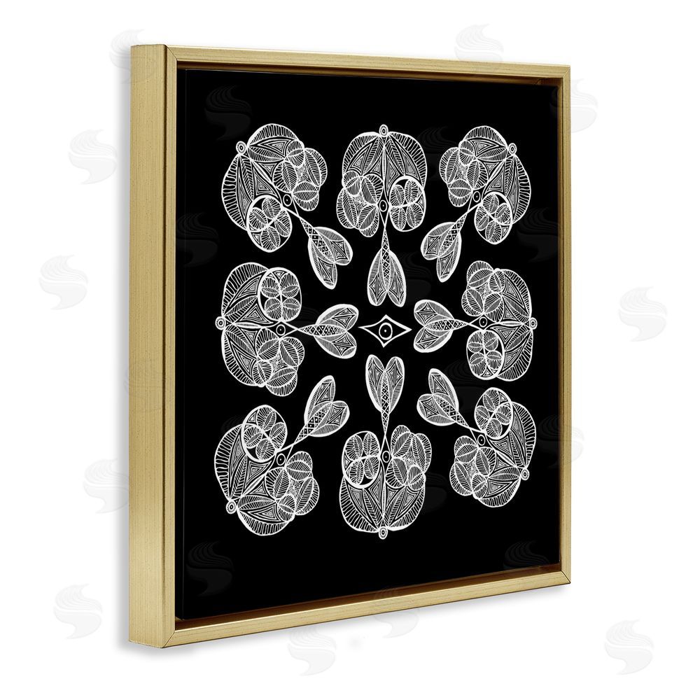 El Perkin Rounded Symmetry Elementals Gold Floating Frame Canvas Wall Art Print