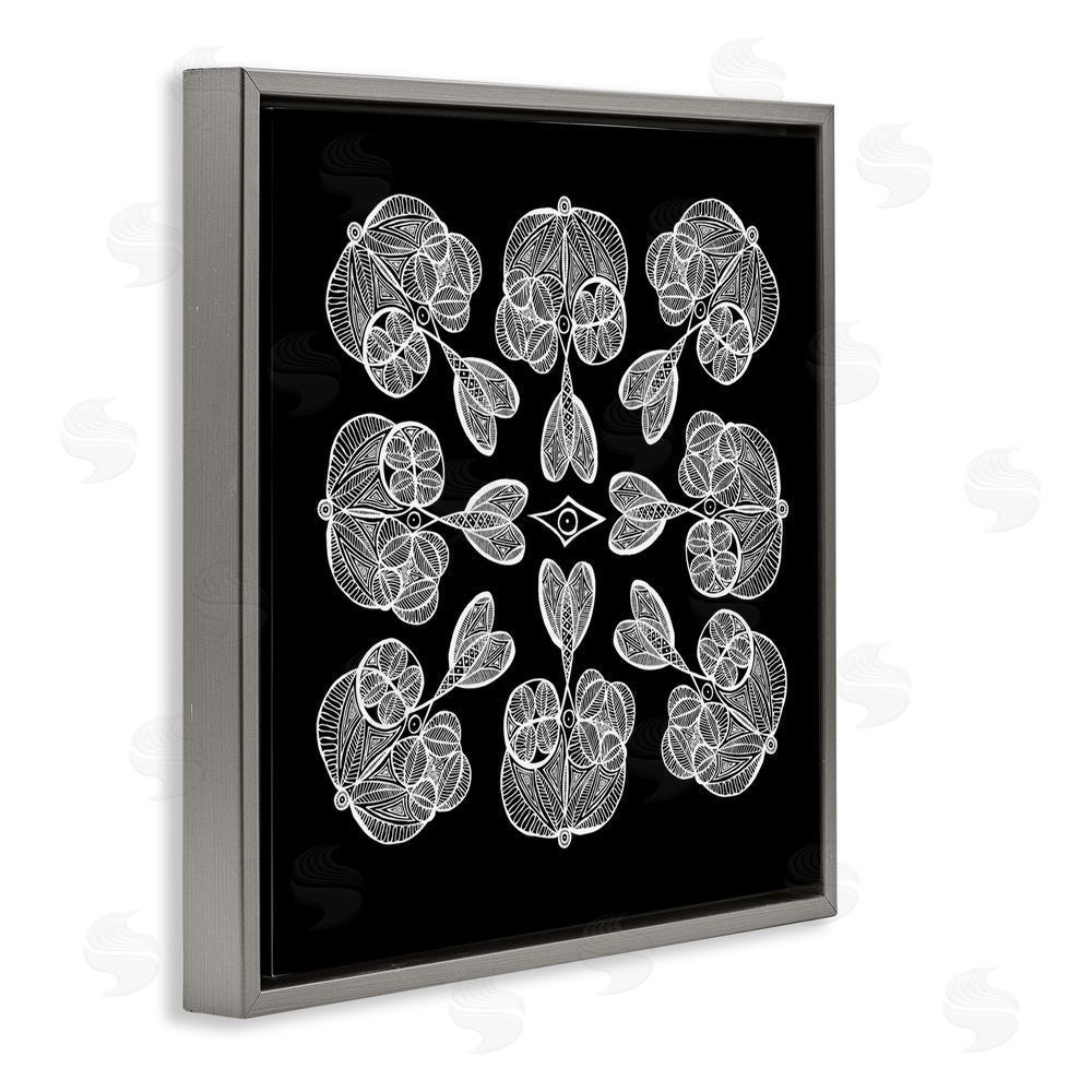 El Perkin Rounded Symmetry Elementals Gray Floating Frame Canvas Wall Art Print