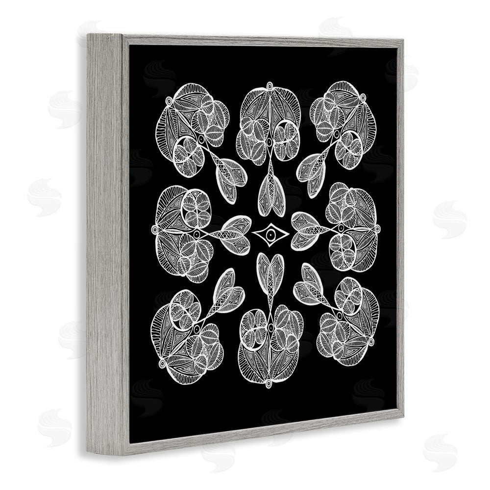 El Perkin Rounded Symmetry Elementals Gray Framed Giclee Wall Art Print