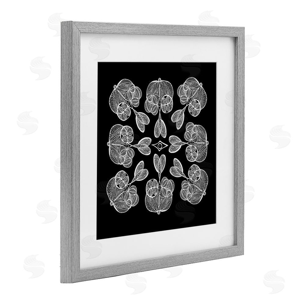 El Perkin Rounded Symmetry Elementals Gray Framed Print Under Glass Wall Art