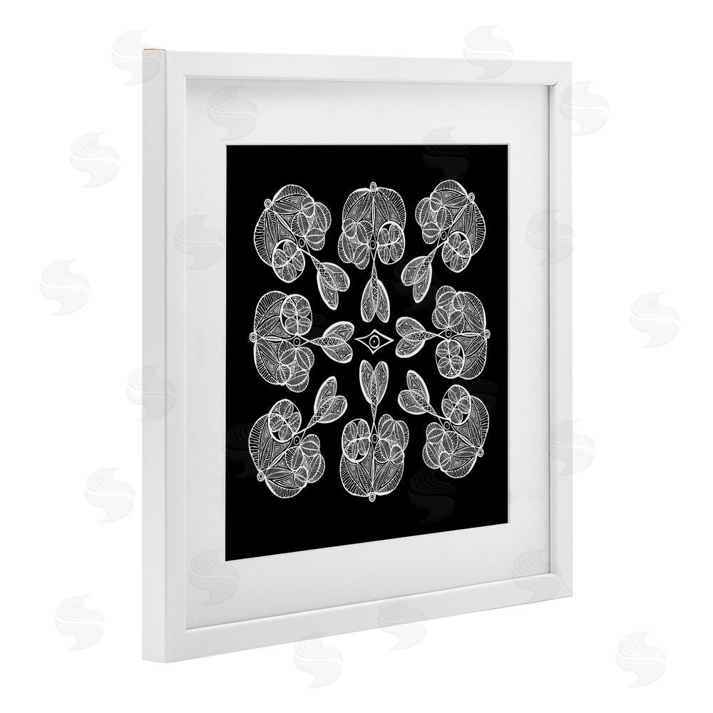 El Perkin Rounded Symmetry Elementals White Framed Print Under Glass Wall Art