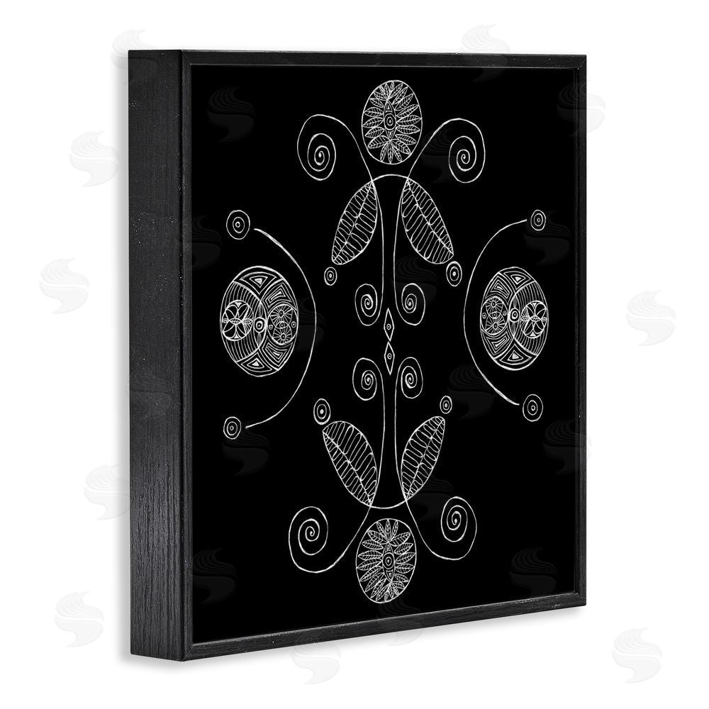 El Perkin Curved Fractals & Leaves Black Framed Giclee Wall Art Print