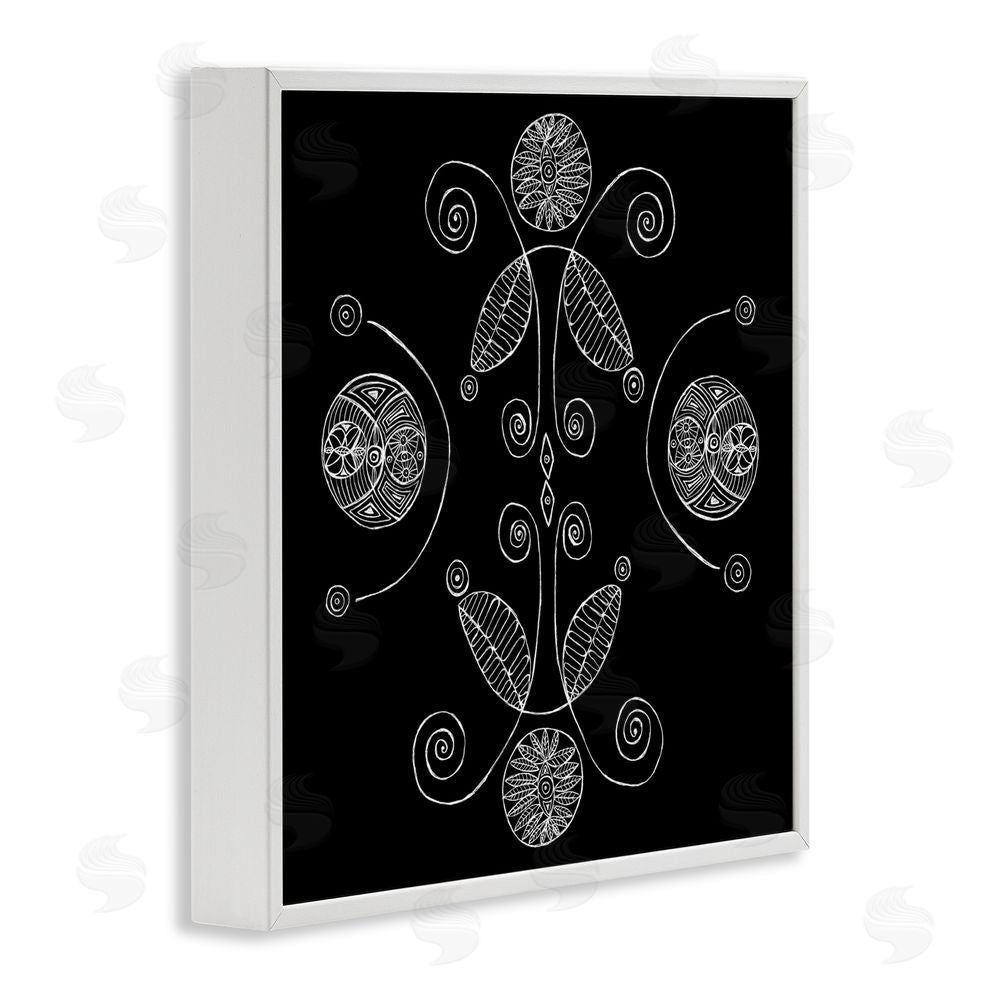 El Perkin Curved Fractals & Leaves White Framed Giclee Wall Art Print