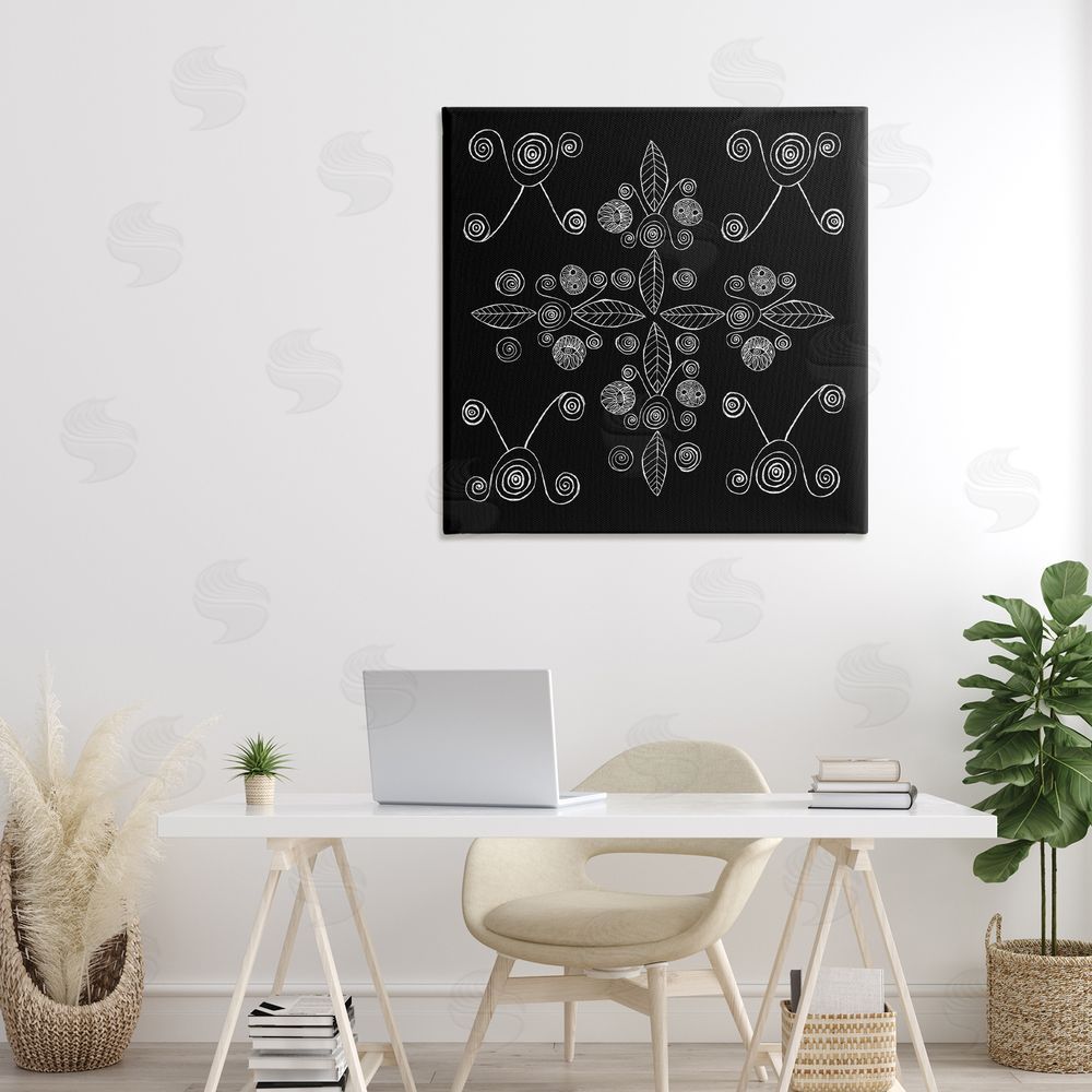 El Perkin Geometrics & Leaf Fractals Stretched Canvas Wall Art in Room