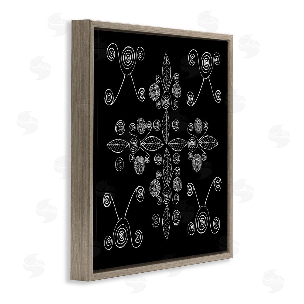 El Perkin Geometrics & Leaf Fractals Brown Floating Frame Canvas Wall Art