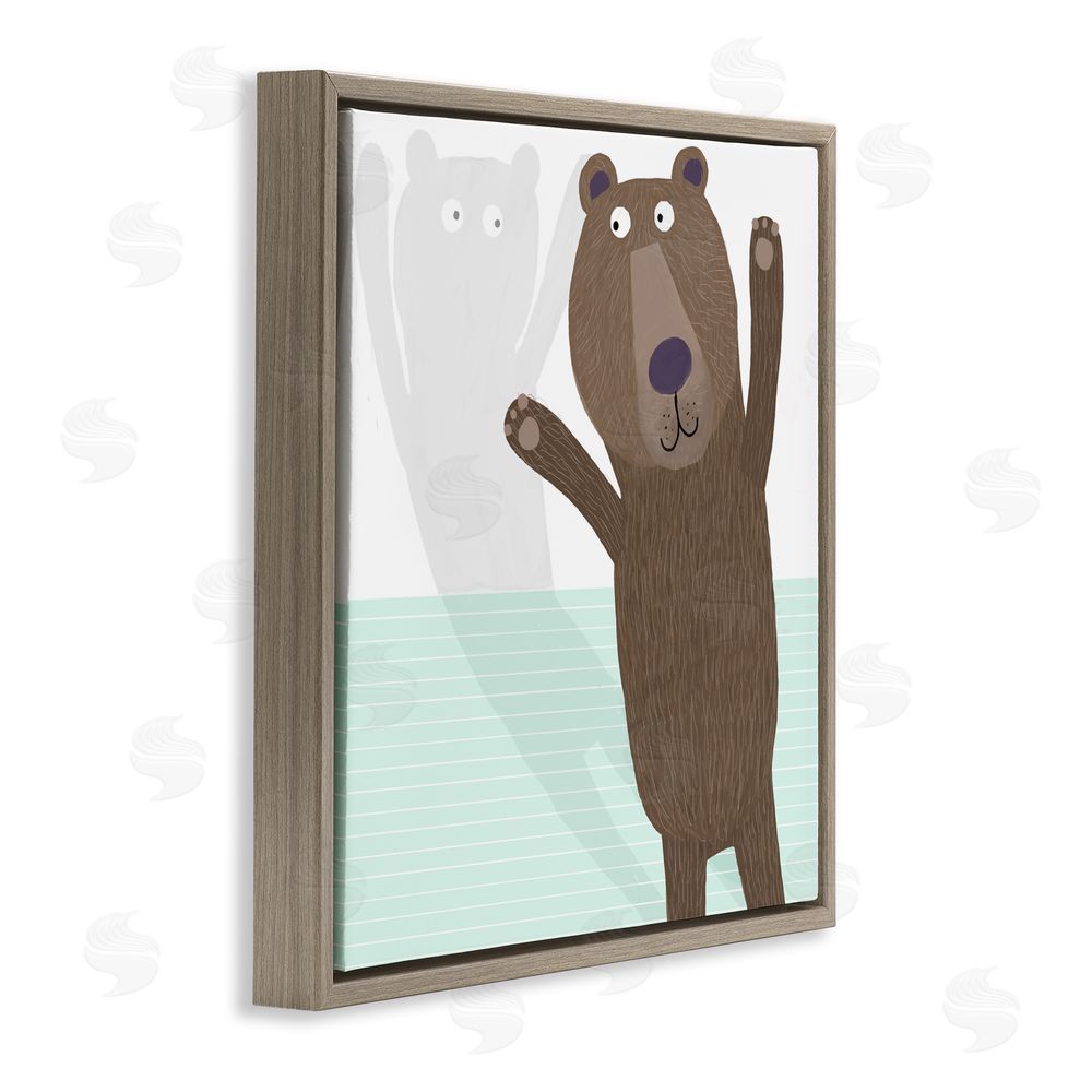 Carla Daly Whimsical Bear Shadow Brown Floating Frame Canvas Wall Art Print