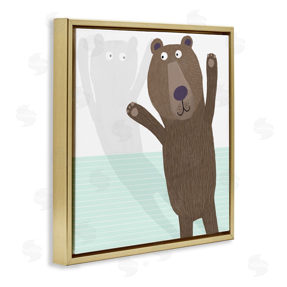 Carla Daly Whimsical Bear Shadow Gold Floating Frame Canvas Wall Art Print
