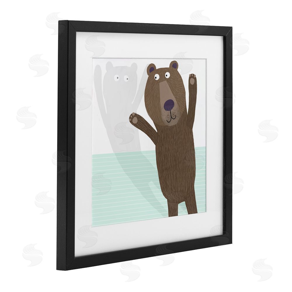 Carla Daly Whimsical Bear Shadow Black Framed Print Under Glass Wall Art