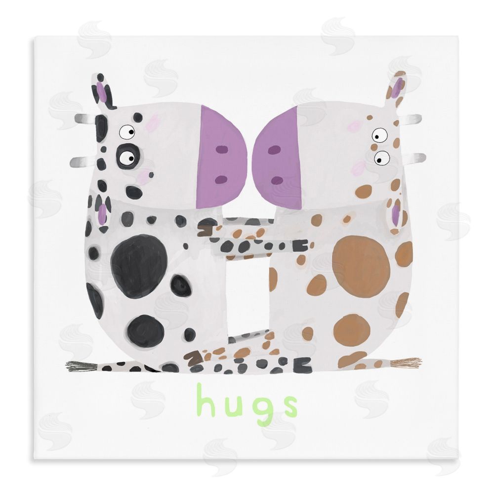 Carla Daly Cow Hugs Symmetry Stretched Canvas Wall Art Print