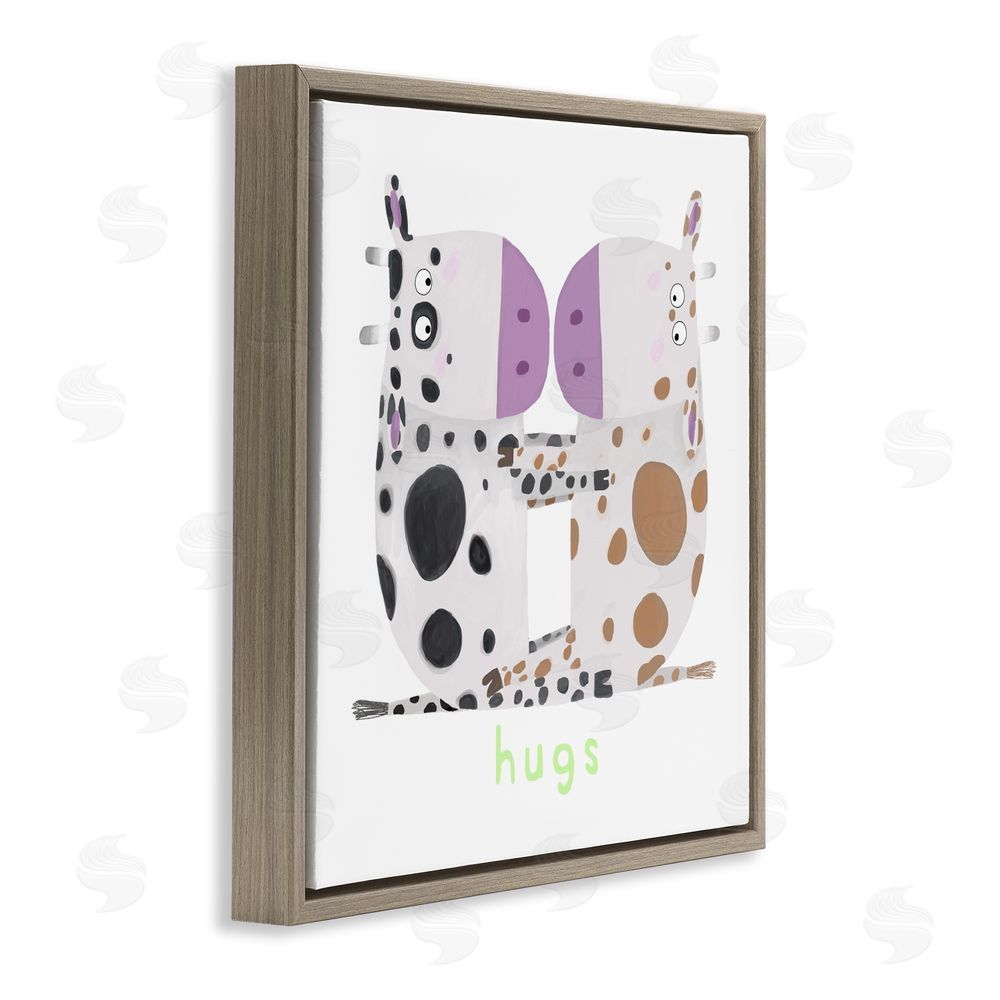 Carla Daly Cow Hugs Symmetry Brown Floating Frame Canvas Wall Art Print